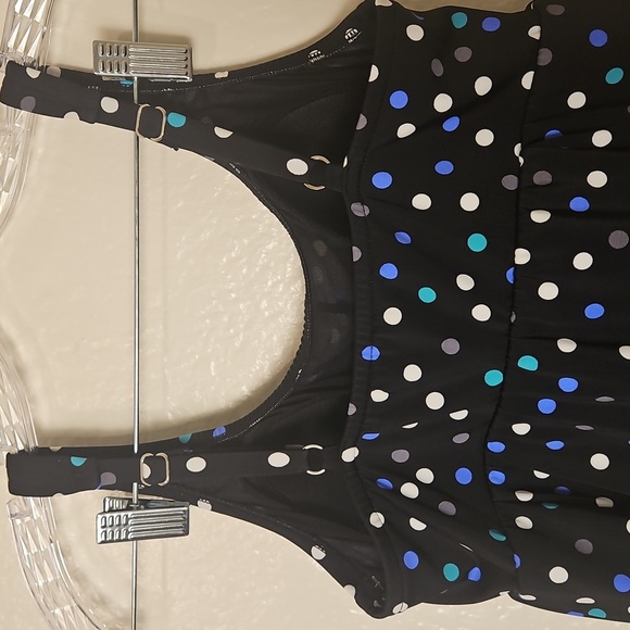 Black Polka Dot Swimdress Tankini Style One-Piece – Size 12 - Picture 8 of 11